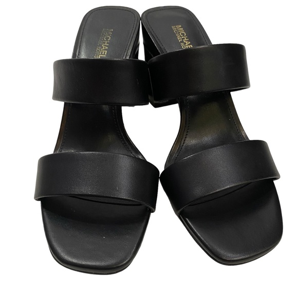 MICHAEL KORS SIZE 7 BLACK GLENDA LEATHER SLIDE SANDAL NWOT $125 - Picture 4 of 6